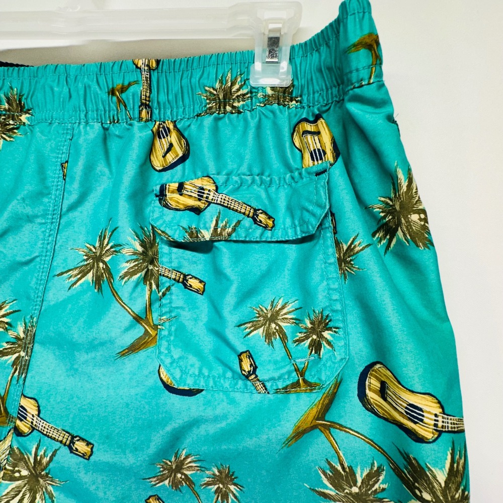 Goodfellow & Co Mens Swim Trunks XL Turquiose Ukulele Palm Tree Tropical Print - Picture 7 of 7
